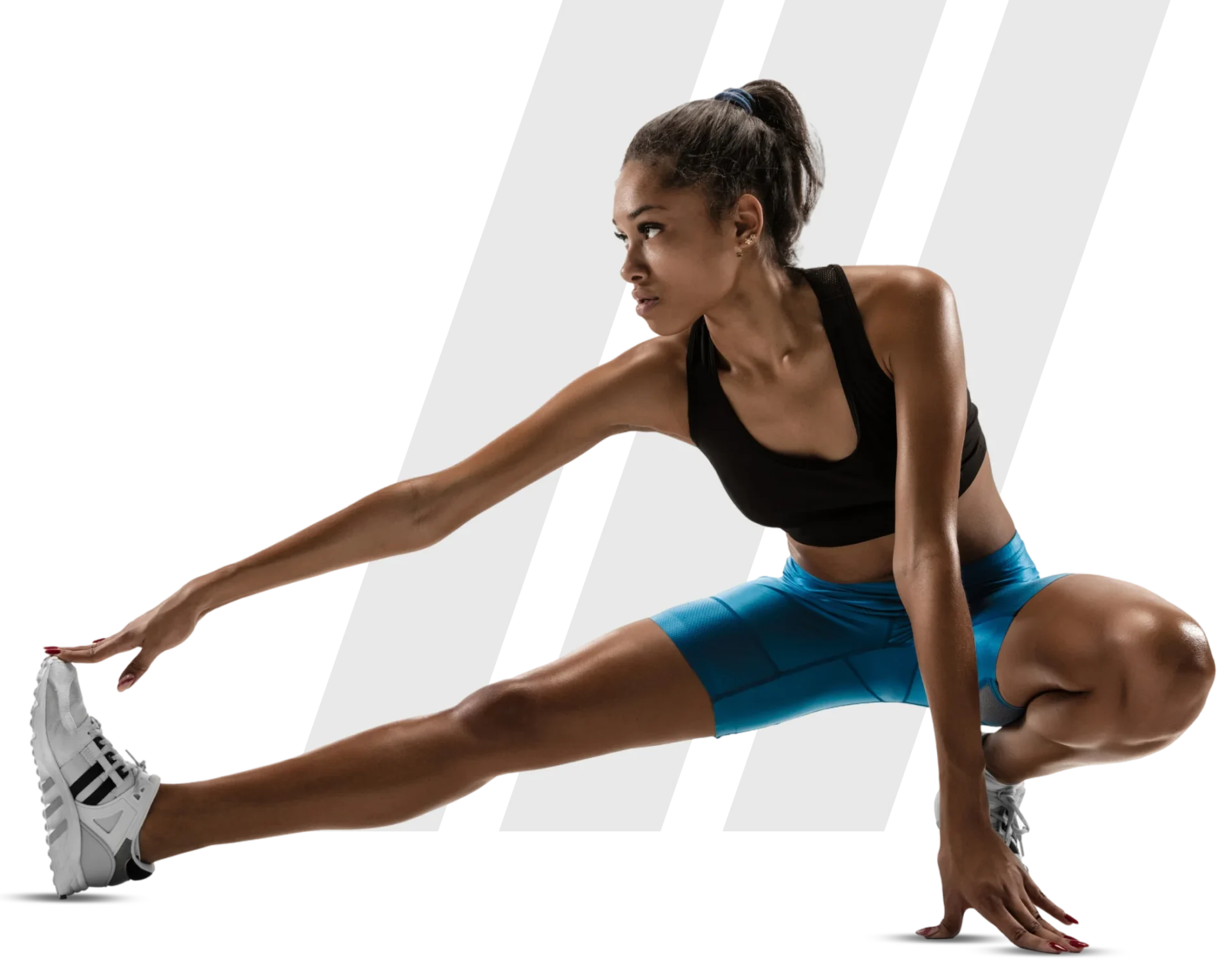 Woman stretching, athletic fitness.